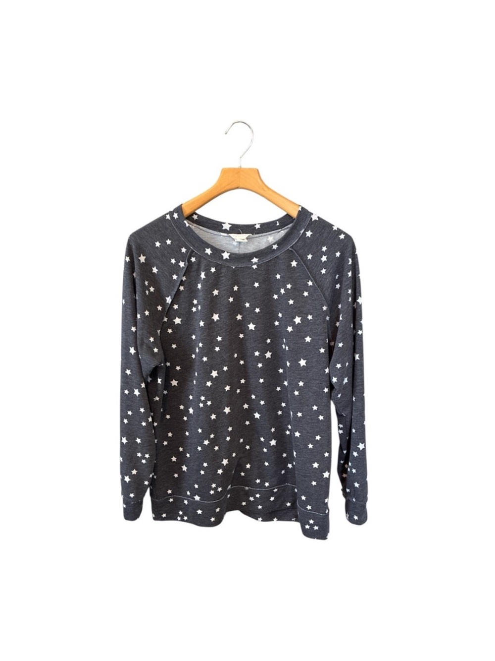 Caslon Women’s Gray & White Star Print Pullover Sweatshirt Large
